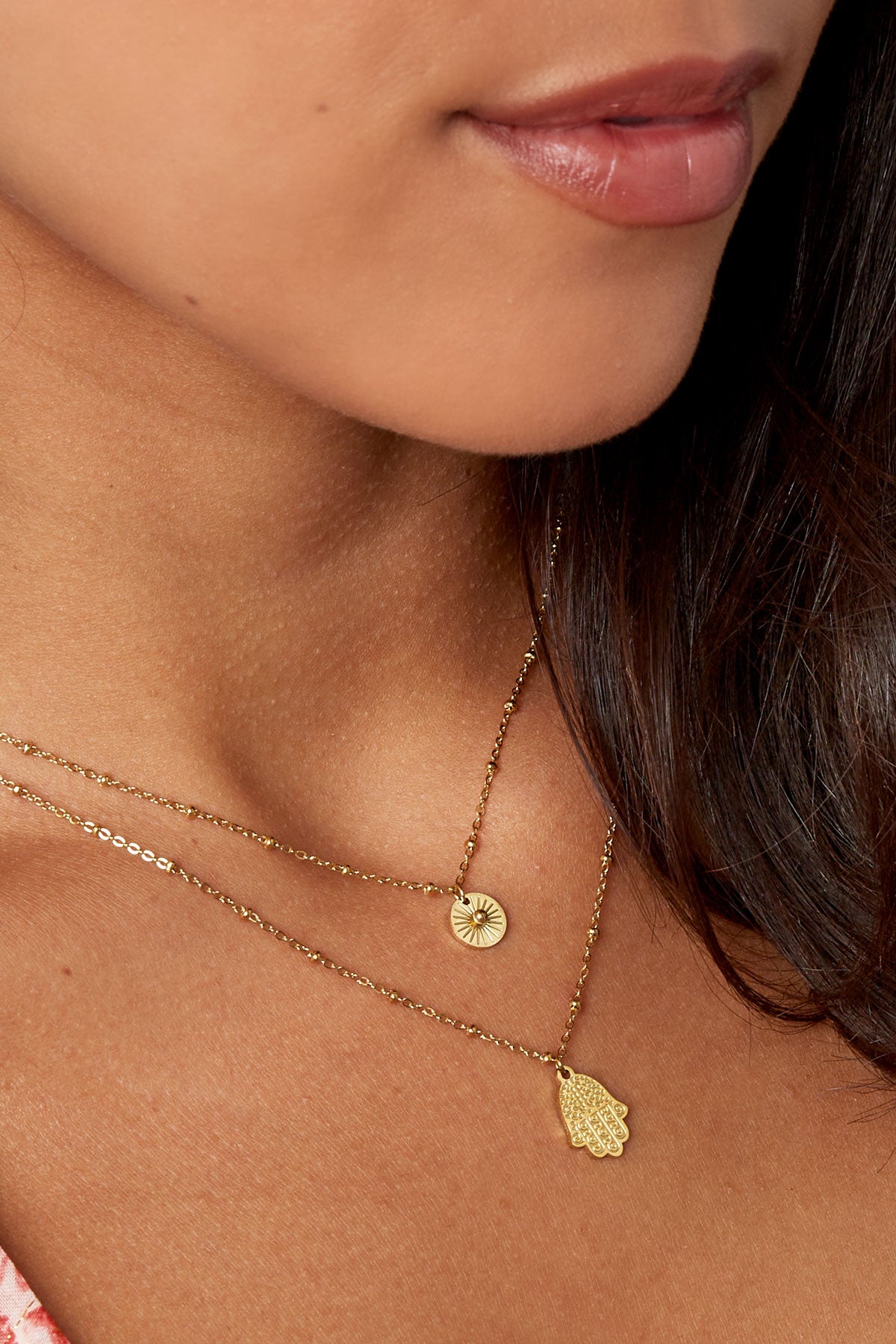 Hamsa Gold Hand Chain Necklace