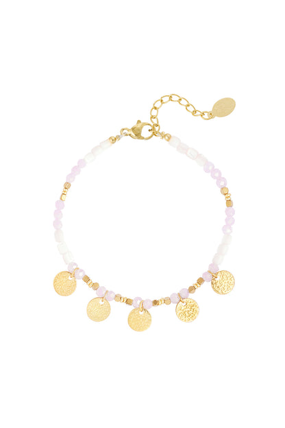 Gold Coin Pale Pink Bracelet