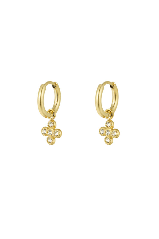 Gold Clover Hoop Earrings